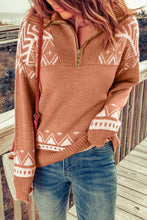 Load image into Gallery viewer, Geometry Knit Quarter Zip Sweater
