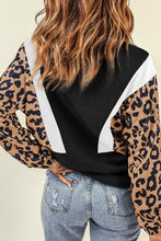 Load image into Gallery viewer, Pocketed Half Zip Leopard Pullover Sweatshirt