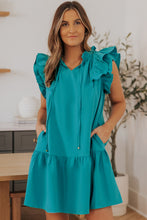 Load image into Gallery viewer, Tiered Ruffled Sleeves Mini Dress with Pockets