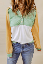 Load image into Gallery viewer, Colorblock Button Accent Pullover Hoodie
