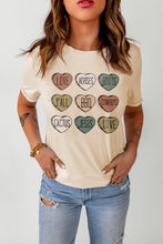 Load image into Gallery viewer, Khaki Heart Shaped Letters Print Crewneck Graphic Tee