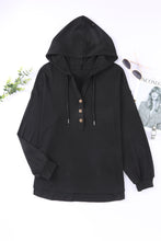 Load image into Gallery viewer, Buttoned High and Low Hem Hoodie