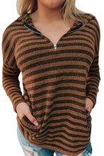 Load image into Gallery viewer, Striped Knit Quarter Zip Hoodie