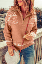 Load image into Gallery viewer, Geometry Knit Quarter Zip Sweater