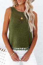 Load image into Gallery viewer, Tasseled Crochet Hollow-out Knit Tank