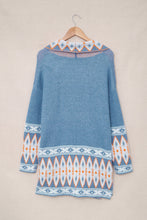 Load image into Gallery viewer, Aztec Print Open Front Knitted Cardigan