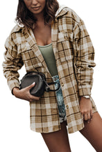 Load image into Gallery viewer, Khaki Khaki Plaid Shirt Hooded Jacket
