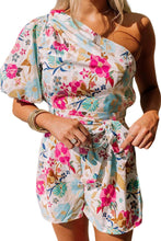 Load image into Gallery viewer, Floral Single Bubble Sleeve Slant Shoulder Romper