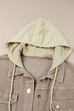 Load image into Gallery viewer, Khaki Patchwork Hooded Corduroy Shacket