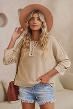 Load image into Gallery viewer, Khaki Casual Button Solid Patchwork Trim Hoodie