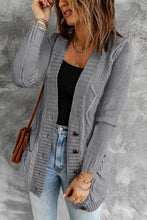 Load image into Gallery viewer, Dark Gray Front Pocket and Buttons Closure Cardigan