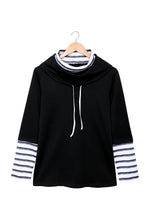 Load image into Gallery viewer, Striped Splicing High Neck Sweatshirt
