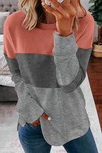 Load image into Gallery viewer, Colorblock Gray Contrast Stitching Sweatshirt with Slits