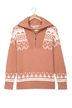 Load image into Gallery viewer, Geometry Knit Quarter Zip Sweater