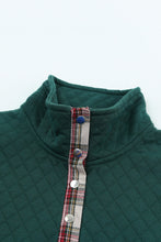 Load image into Gallery viewer, Geometric Texture Plaid Trim Sweatshirt
