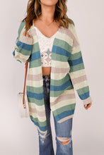 Load image into Gallery viewer, Striped Color Block Hollowed Knit Cardigan