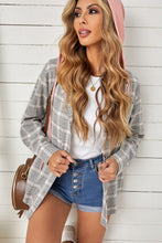 Load image into Gallery viewer, Khaki Drawstring Plaid Hooded Shacket