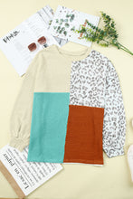 Load image into Gallery viewer, Patchwork Color Block Ribbed Long Sleeve Top