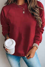 Load image into Gallery viewer, Wine Red Solid Crew Neck Pullover Sweatshirt