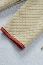 Load image into Gallery viewer, Beige Contrast Binding Snap Button Geometric Pullover Sweatshirt