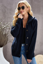Load image into Gallery viewer, Navy Blue Long Sleeve Button-up Hooded Cardigans