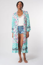 Load image into Gallery viewer, Multicolor Long Sleeve Tassel Tie Floral Kimono