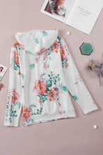 Load image into Gallery viewer, Floral Print Lace Contrast Long Sleeve Hoodie