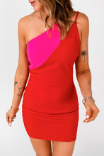 Load image into Gallery viewer, Cut-out Color Block One Shoulder Bodycon Dress
