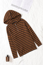 Load image into Gallery viewer, Striped Knit Quarter Zip Hoodie