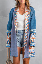 Load image into Gallery viewer, Aztec Print Open Front Knitted Cardigan