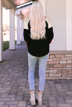 Load image into Gallery viewer, Crewneck Lantern Sleeve Plaid Sequin Splicing Pullover Sweatshirt