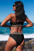 Load image into Gallery viewer, Rose Leopard Mesh Trim 2pcs Bikini Swimsuit