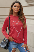 Load image into Gallery viewer, Rhinestone Heart Shaped Long Sleeve Sweatshirt