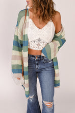 Load image into Gallery viewer, Striped Color Block Hollowed Knit Cardigan