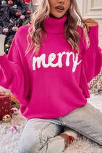 Load image into Gallery viewer, Merry Letter Embroidered High Neck Sweater