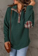 Load image into Gallery viewer, Geometric Texture Plaid Trim Sweatshirt