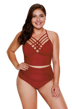 Load image into Gallery viewer, Strappy Neck Detail High Waist Swimsuit
