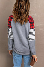Load image into Gallery viewer, Christmas Trees Print Plaid &amp; Stripe Long Sleeve Top
