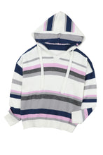 Load image into Gallery viewer, Stripe Plus Size Striped Hooded Knit Sweater