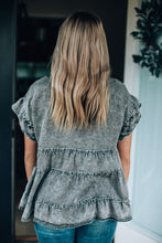 Load image into Gallery viewer, Flutter Sleeves Tiered Denim Top