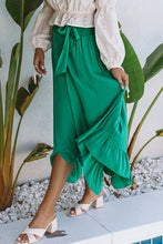 Load image into Gallery viewer, Asymmetric Flounce Belted High Waist Maxi Skirts

