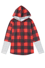 Load image into Gallery viewer, Christmas Plaid Striped Patchwork Drawstring Hoodie
