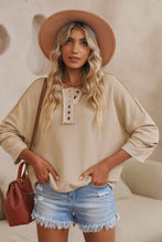 Load image into Gallery viewer, Khaki Casual Button Solid Patchwork Trim Hoodie