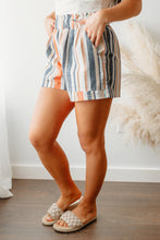 Load image into Gallery viewer, Stripe Vintage Washed Elastic Frill Waist Casual Shorts