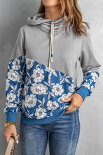 Load image into Gallery viewer, Floral Splicing Cowl Neck Hoodie