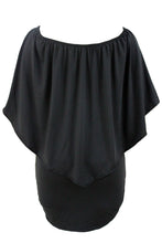 Load image into Gallery viewer, Plus Size Multiple Dressing Layered Black Mini Poncho Dress
