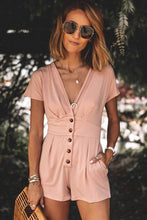 Load image into Gallery viewer, Deep V Neck Buttoned High Waist Romper