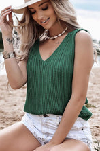 Load image into Gallery viewer, Hollowed Knit V Neck Tank Top