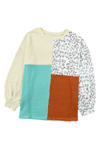 Load image into Gallery viewer, Patchwork Color Block Ribbed Long Sleeve Top