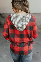 Load image into Gallery viewer, Christmas Plaid Striped Patchwork Drawstring Hoodie